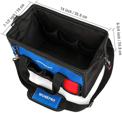 14-Inch Tool Bag, Multi-Pocket Tool Organizer with Adjustable Shoulder Strap