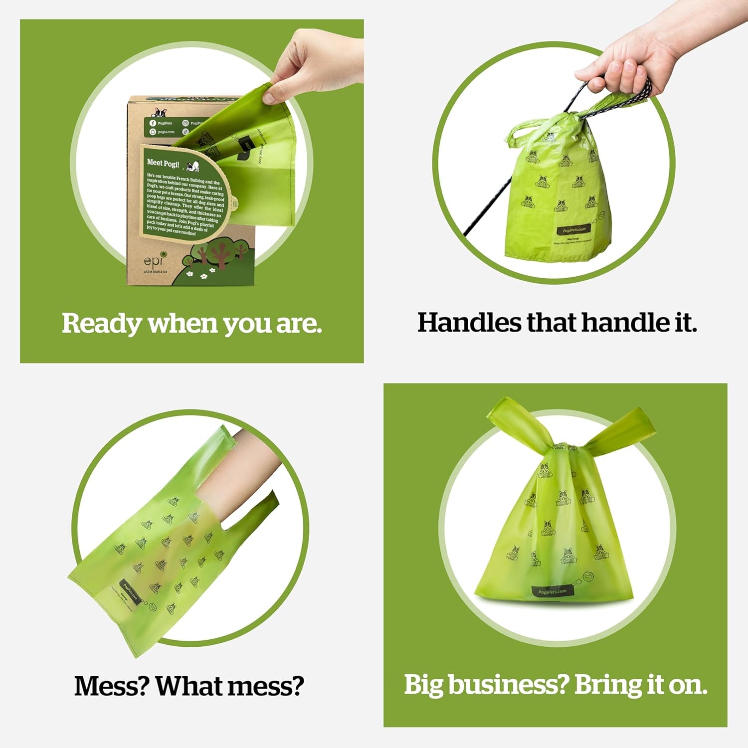 Pogi'S Dog Poop Bags with Easy-Tie Handles - 300 Doggy Leak-Proof, Ultra Thick, Scented Poop Bags for Dogs, Cat